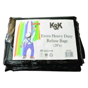 K&K Heavy Duty Refuse Bags 40mic pack of 20