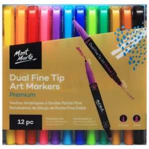 Mont Marte Premium Dual Fine Tip Alcohol Art Markers 12pc