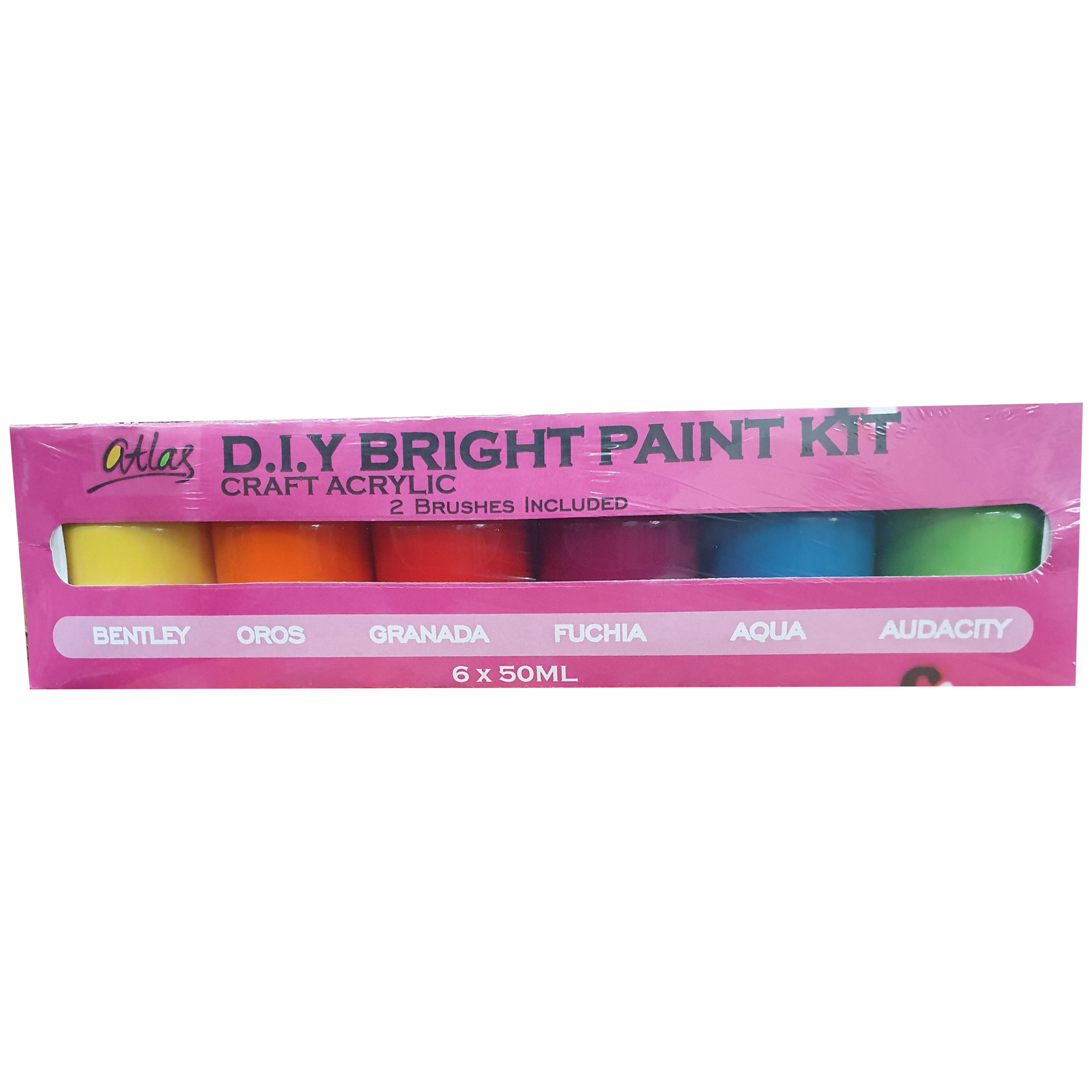 Atlas D.I.Y Bright Paint Kit Crafters Acrylic 6x50ml Atlas paints