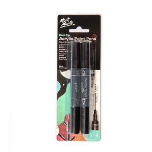 Mont Marte Signature Dual Tip Acrylic Paint Pens Black 2pc