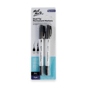 Mont Marte Signature Dual Tip Permanent Markers 2pc - Black