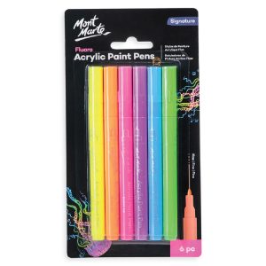 Mont Marte Signature Fluoro Acrylic Paint Pens Fine Tip 6pc