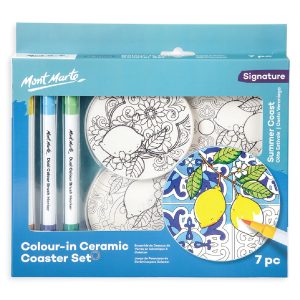 Mont Marte Signature Colour-in Ceramic Coaster Set 7pc – Summer Coast